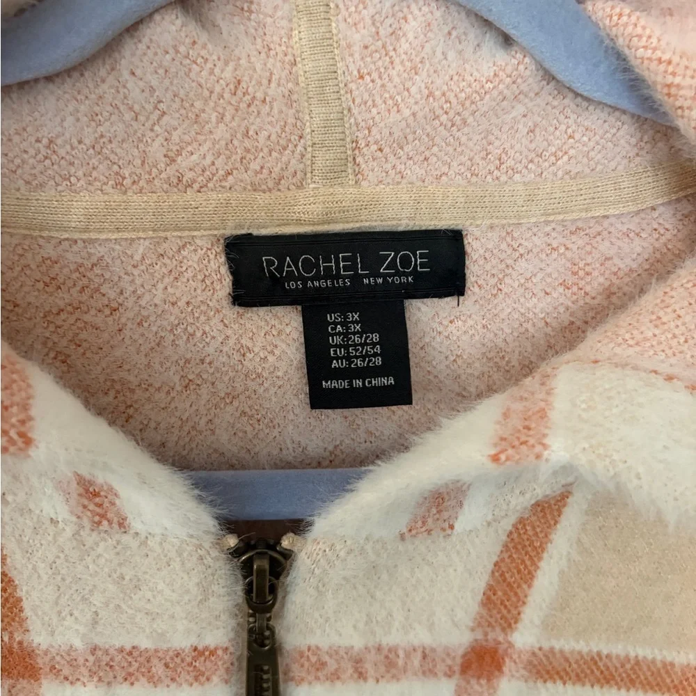 Rachel Zoe plaid cozy soft warm sweater size 3X spring color block plus size Y2K
